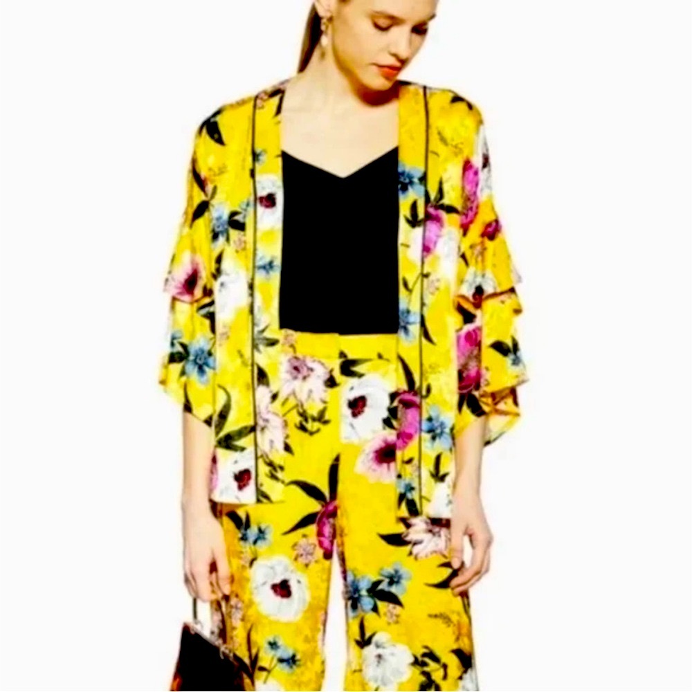 TopShop yellow floral Kimono top.NWT